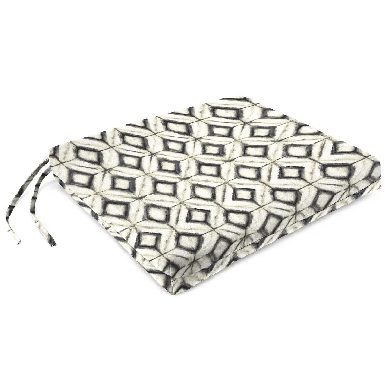 19" x 17" Black Geometric Outdoor Seat Cushion with Ties - 19" W x 17" L x 2" H