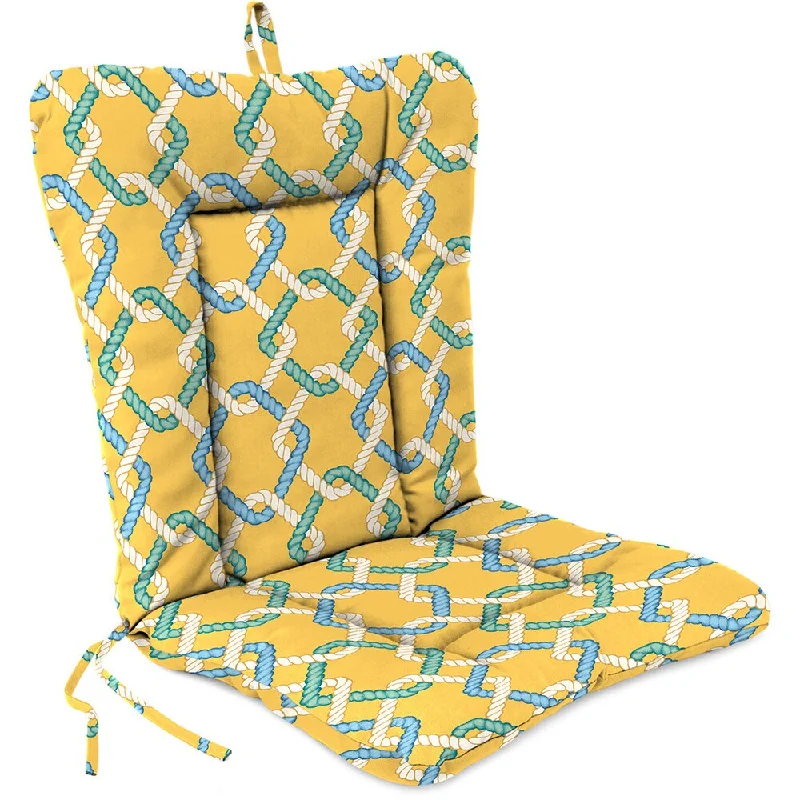 21" x 38" Yellow Geometric Outdoor Chair Cushion with Ties and Loop - 38'' L x 21'' W x 3.5'' H