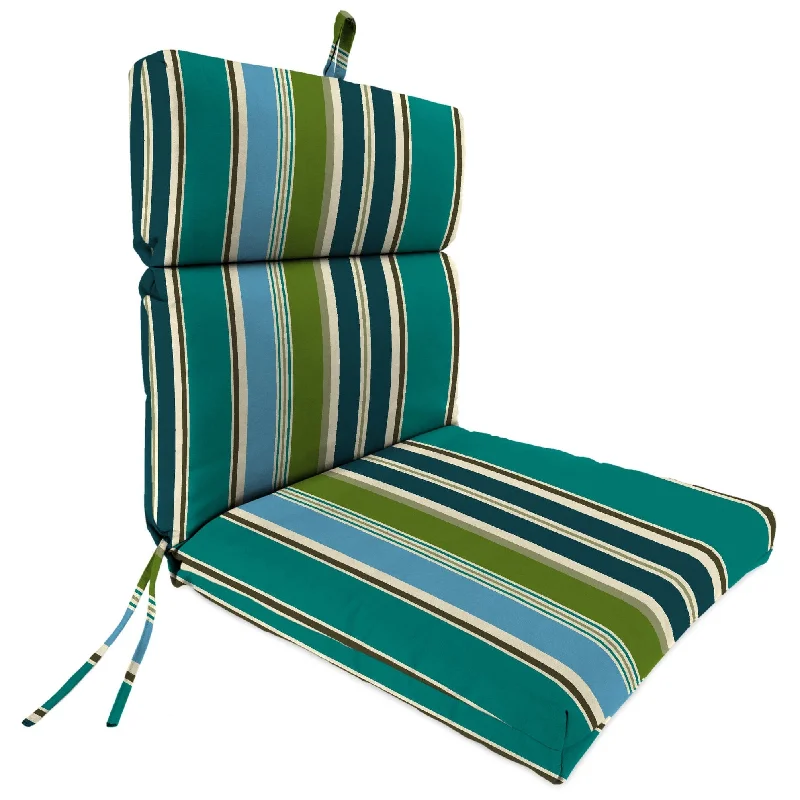 22" x 44" Blue and Green Stripe Outdoor Chair Cushion with Ties and Loop - 44'' L x 22'' W x 4'' H