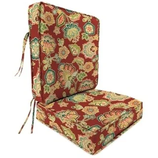 22" x 45" Crimson Paisley Outdoor Deep Seat Chair Cushion Set with Ties - 45'' L x 22'' W x 4'' H