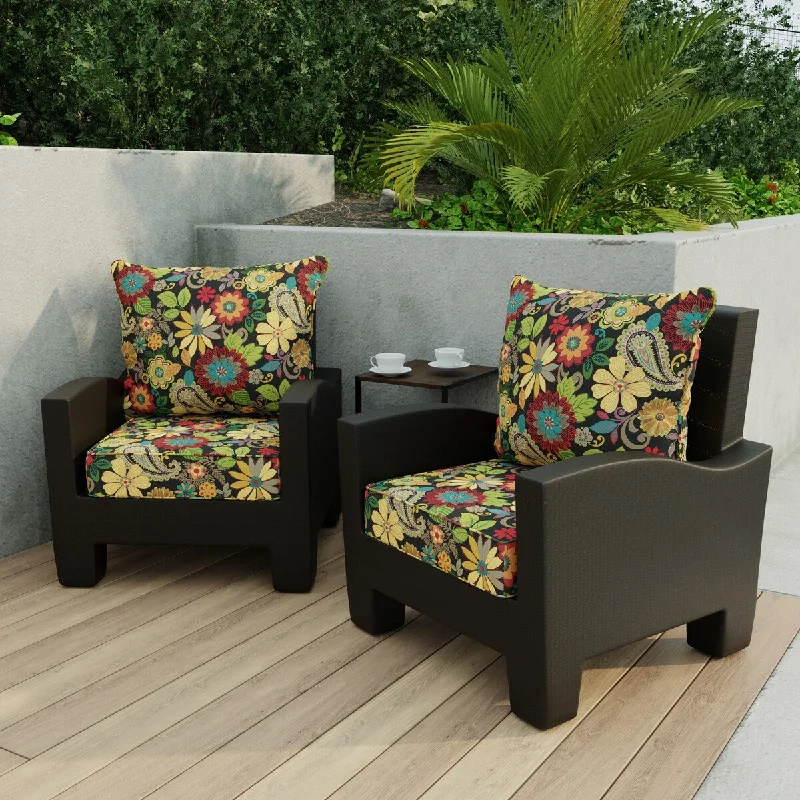 24" x 47" Multicolor Floral Outdoor Deep Seat Cushion Set with Welt - 46.5'' L x 24'' W x 6'' H