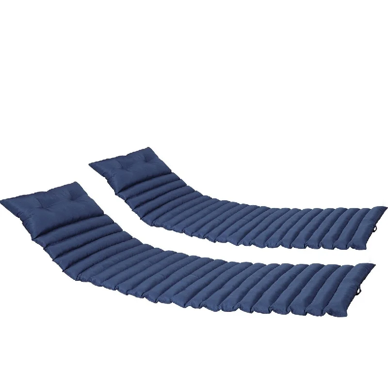 2PCS Set Outdoor Lounge Chair Cushion Replacement Patio Funiture Seat Cushion Chaise Lounge Cushion-NAVY BLUE