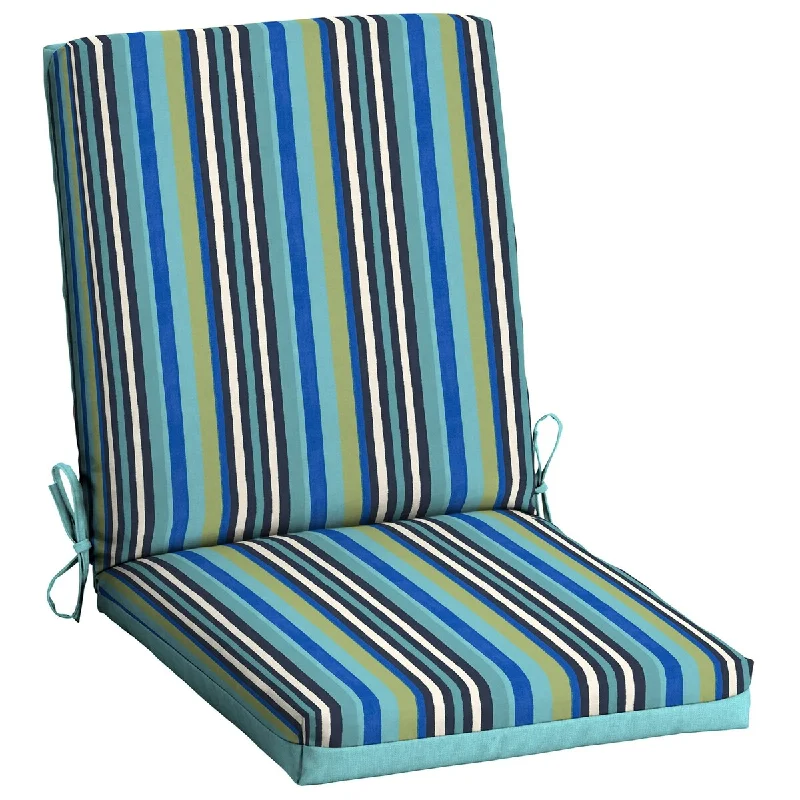 Value Deals 43" x 20" Turquoise Stripe Rectangle Patio Chair Cushion