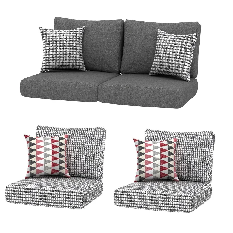 Bargain Bin 4PC Chat Mixed Outdoor 24x24 Replacement Cushions with Pillows - 4PC Chat Mix