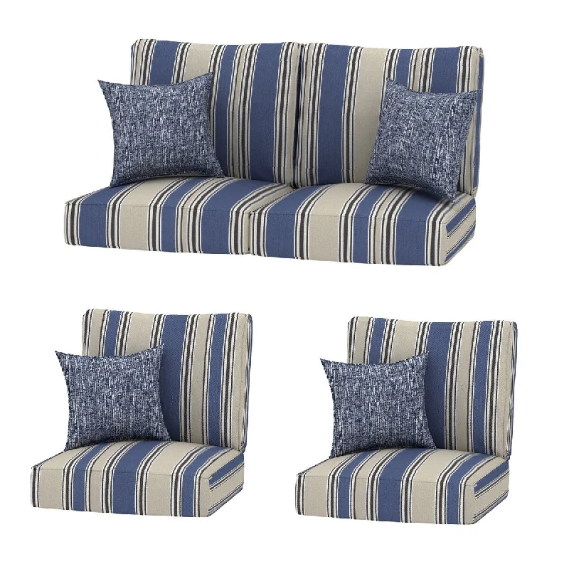 Exclusive Savings 4PC Chat Stripe Outdoor 24x24 Replacement Cushions with Pillows - 4PC Chat Exclusive Savings 4PC Chat Stripe Outdoor 24x24 Replacement Cushions with Pillows - 4PC Chat