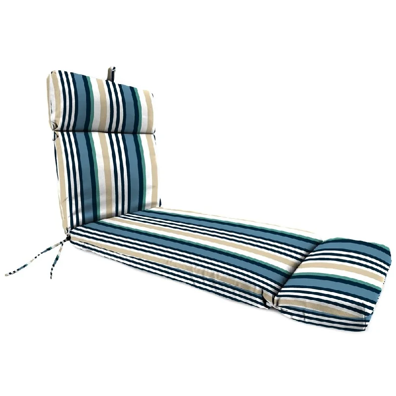 72" x 22" Blue Stripe Outdoor Chaise Lounge Cushion with Ties and Loop - 72'' L x 22'' W x 3.5'' H