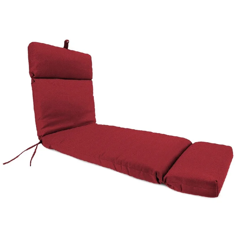 72" x 22" Crimson Solid Outdoor Chaise Lounge Cushion with Ties and Loop - 72'' L x 22'' W x 3.5'' H