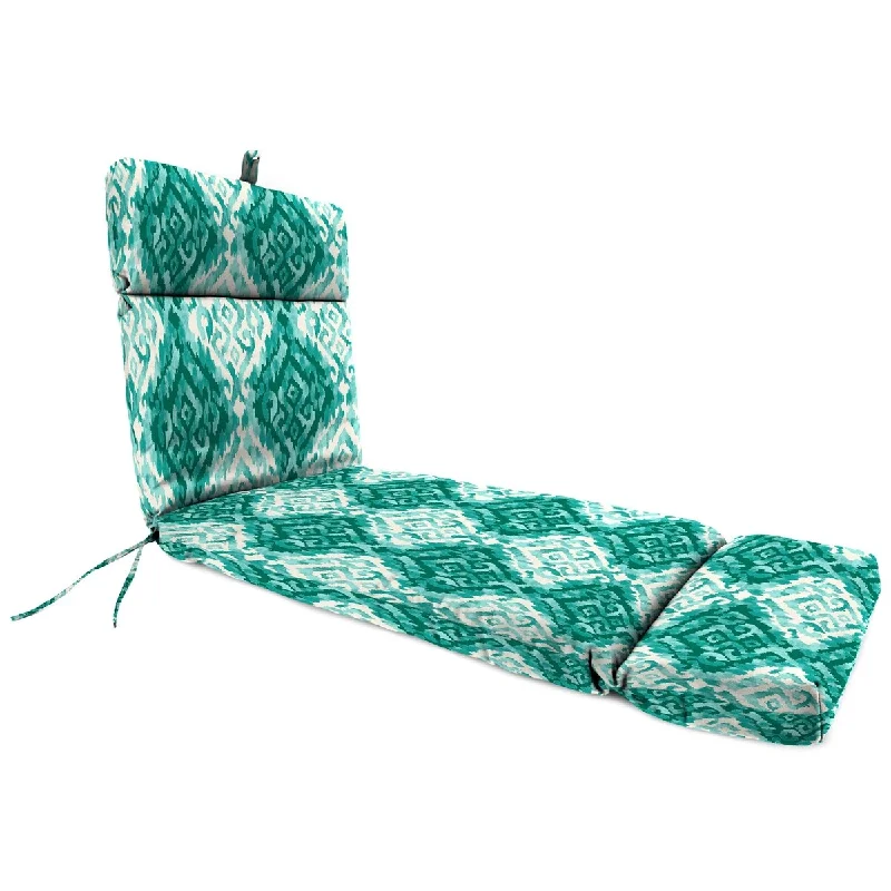 72" x 22" Teal Ikat Outdoor Chaise Lounge Cushion with Ties and Loop - 72'' L x 22'' W x 3.5'' H