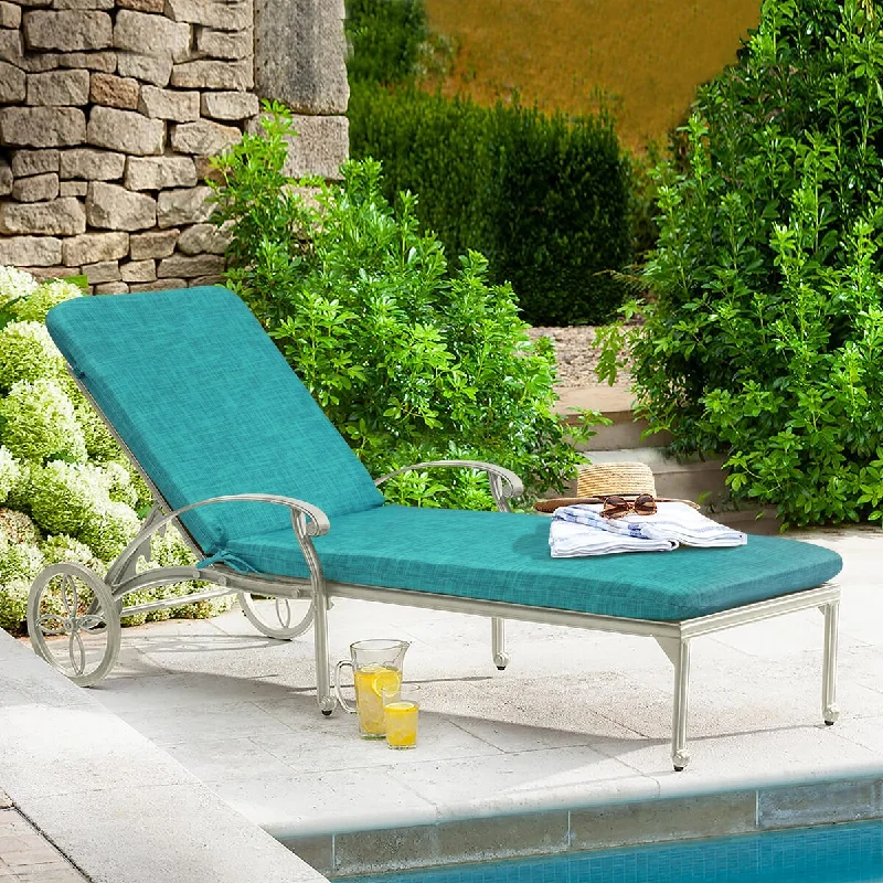 Aqua Textured Print Outdoor Lounger Cushion 22 x 73 in Aqua - 22" x 73"