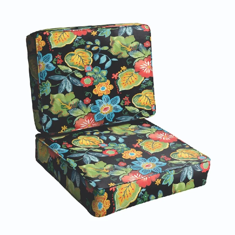 Black Tropical 23.5-inch Indoor/ Outdoor Corded Chair Cushion Set