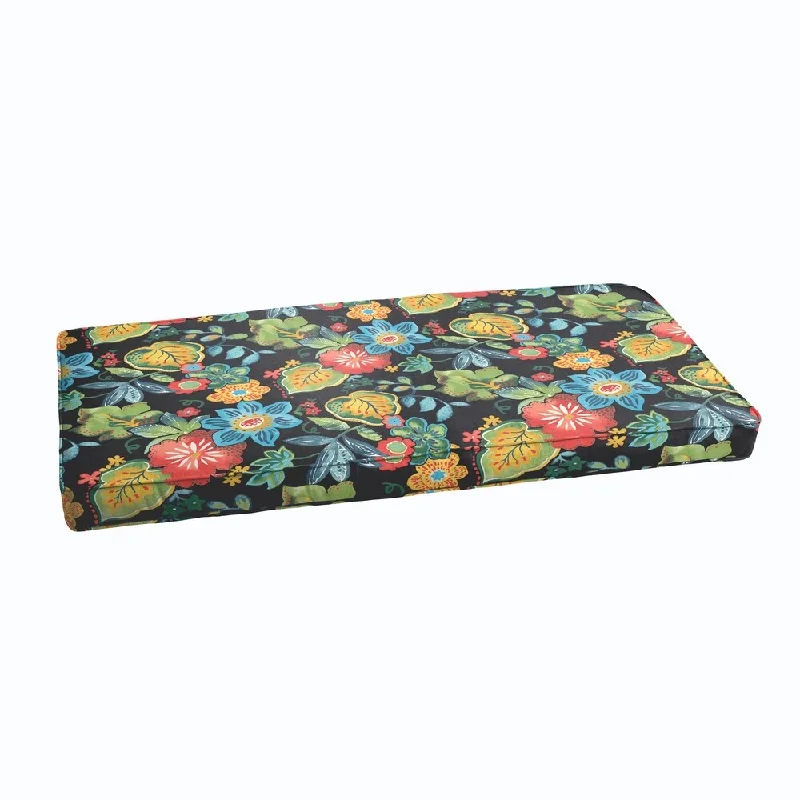 Black Tropical Indoor/ Outdoor Corded Bench Cushion