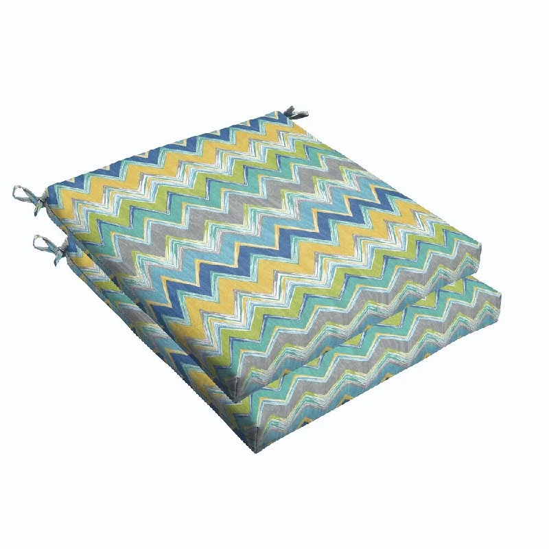 Blue Chevron 20 x 2.5-inch Chair Cushion - Bristol (Set of 2)