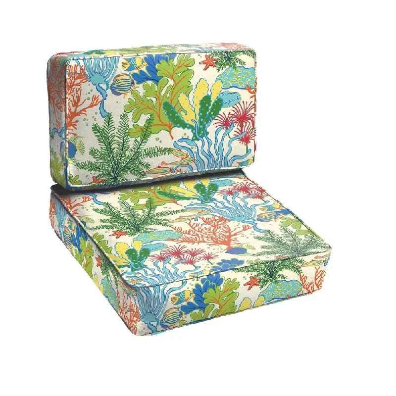 Blue Green Seascape 2-piece Indoor/ Outdoor Cushion Set