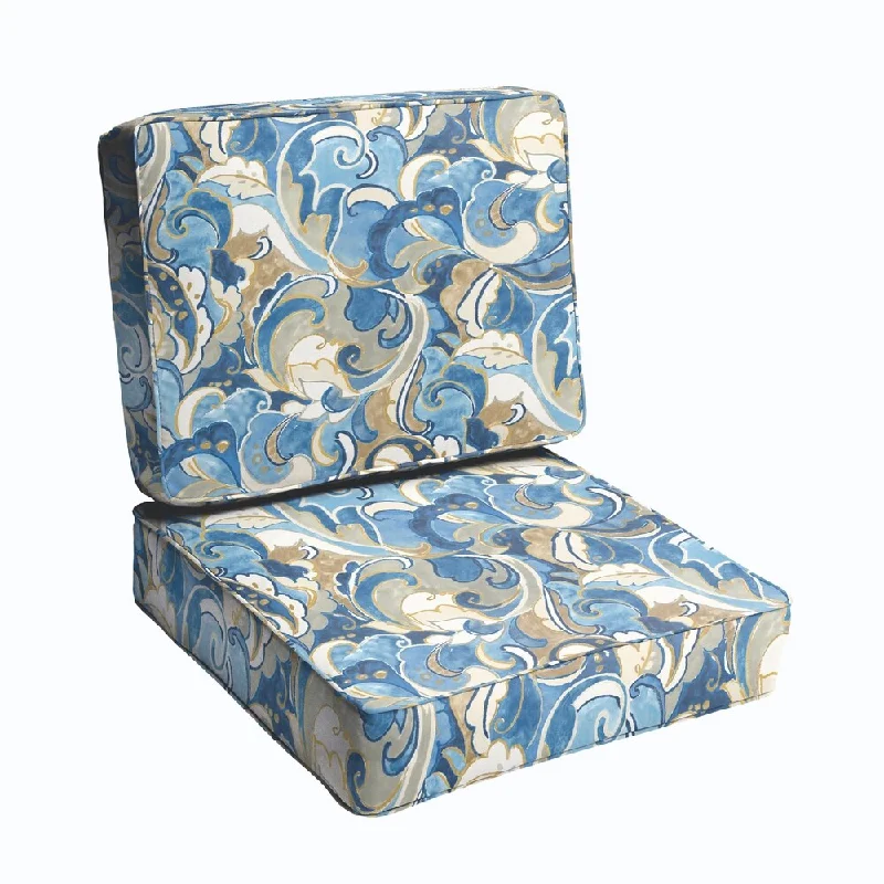 Blue Grey Abstract 2-piece Indoor/Outdoor Cushion Set