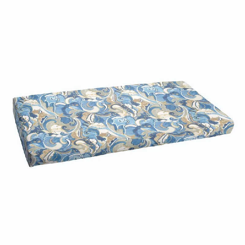 Blue Grey Abstract Indoor/ Outdoor Bristol Bench Cushion