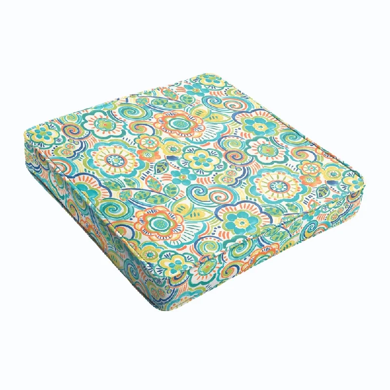 Blue Rio Floral Square Cushion - Corded