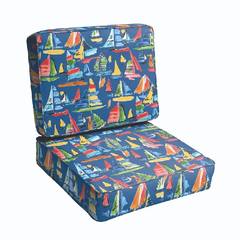 Blue Sailboats 2-piece Indoor/Outdoor Cushion Set