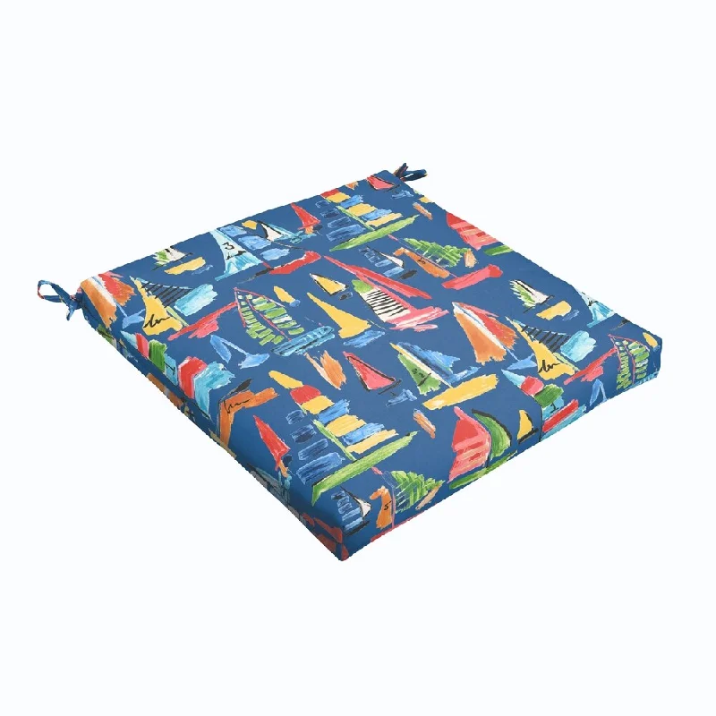 Blue Sailboats 20 x 2.5-inch Chair Cushion - Bristol