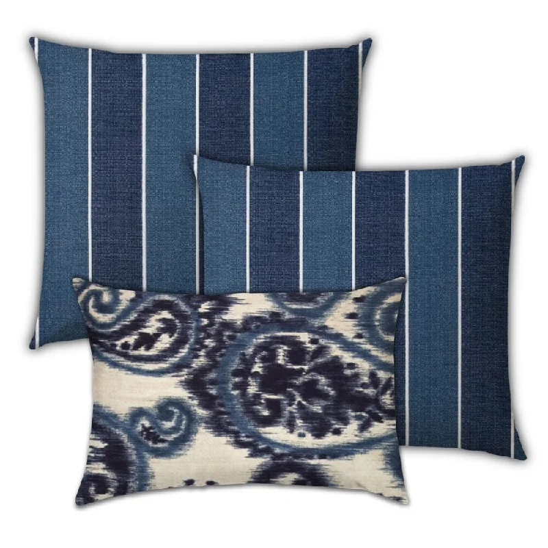 Price Drop Blueberry Pie Indoor/Outdoor, Zippered Pillow Cover, Set of 2 Large & 1 Lumbar, Navy, Blue, White Price Drop Blueberry Pie Indoor/Outdoor, Zippered Pillow Cover, Set of 2 Large & 1 Lumbar, Navy, Blue, White