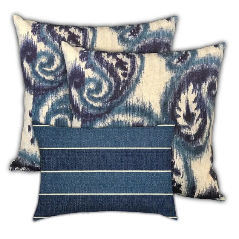 Shop and Save Blueberryturnovers Indoor/Outdoor, Zippered Pillow Cover, Set of 2 Large & 1 Lumbar, Navy, Blue, White Shop and Save Blueberryturnovers Indoor/Outdoor, Zippered Pillow Cover, Set of 2 Large & 1 Lumbar, Navy, Blue, White