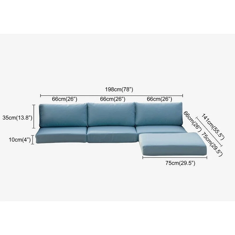 BroyerK Blue Cushion Cover Set for 5-piece Outdoor Sectional (Covers Only)