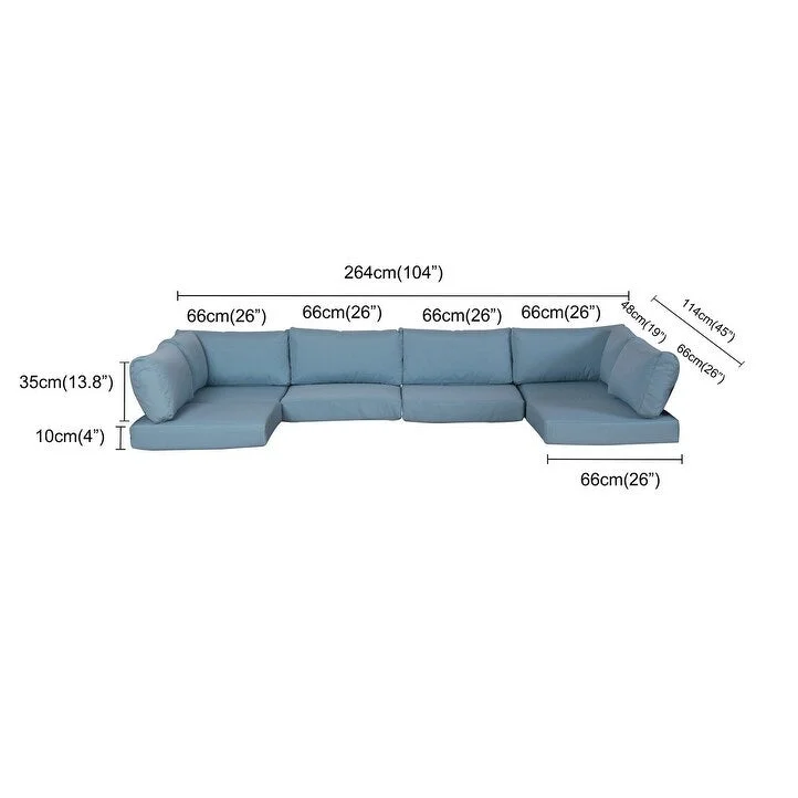 BroyerK Cushion Cover Set for 7-piece Outdoor Sectional (Covers Only) - blue