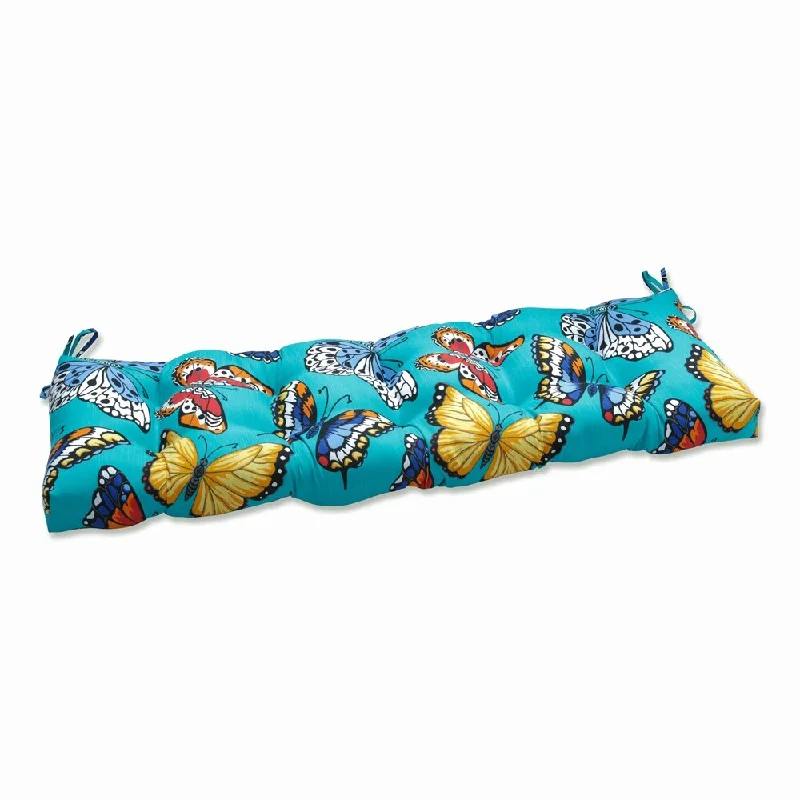 Deal Explosion Butterfly Garden Turquoise Outdoor Tufted Bench Swing Cushion - 52 X 18 X 5 Deal Explosion Butterfly Garden Turquoise Outdoor Tufted Bench Swing Cushion - 52 X 18 X 5