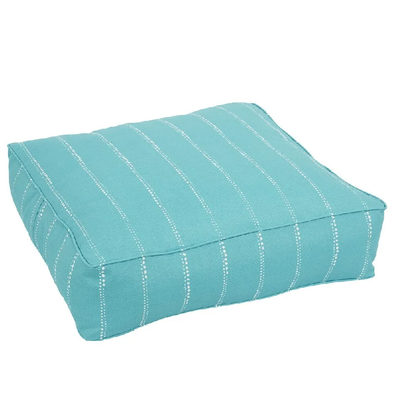 Caldwell Aqua Dotted Stripes Indoor/ Outdoor 26 Inch Corded Floor Pouf