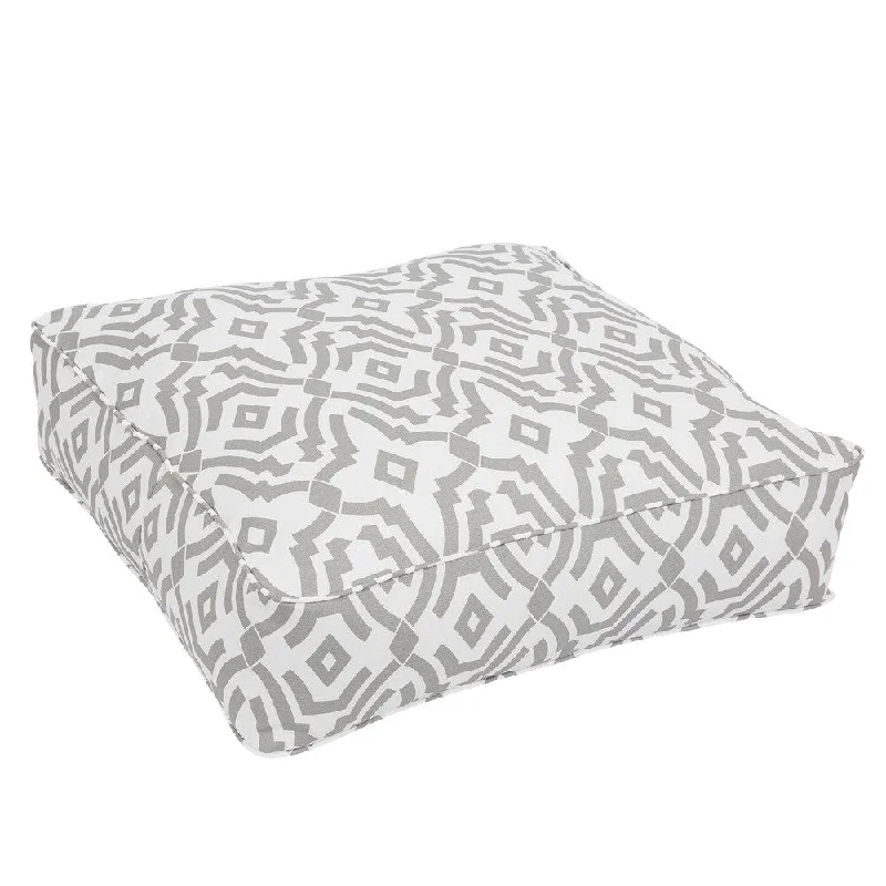 Callaway Grey Geometric Indoor/ Outdoor 26 Inch Corded Floor Pouf