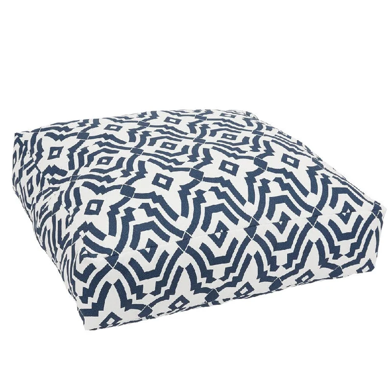 Callaway III Navy Geometric Indoor/ Outdoor 26 Inch Knife Edge Floor Pouf