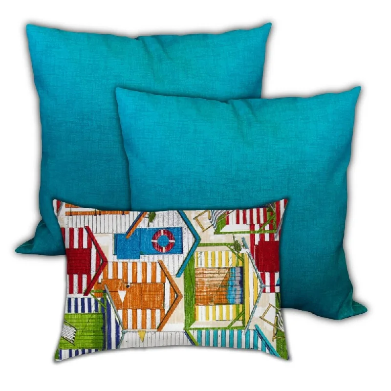 Fantastic Offers Cape Code Beaches Indoor/Outdoor, Zippered Pillow Cover, Set of 2 Large & 1 Lumbar, Orange, Kiwi, Lime