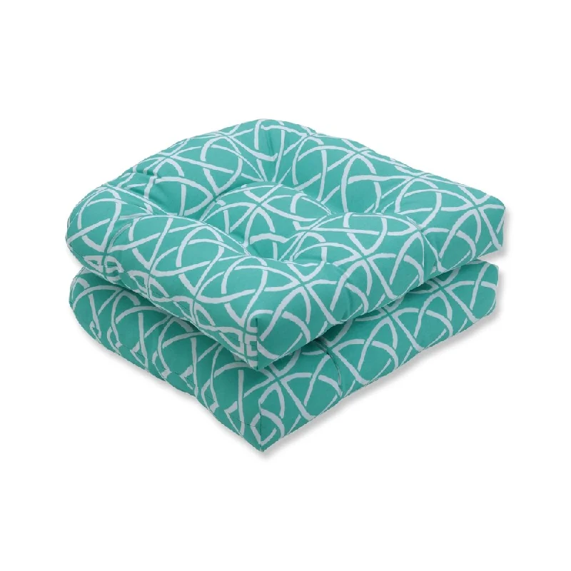 Warehouse Sale Catamaran Tile Aqua Wicker Seat Cushion (Set of 2)