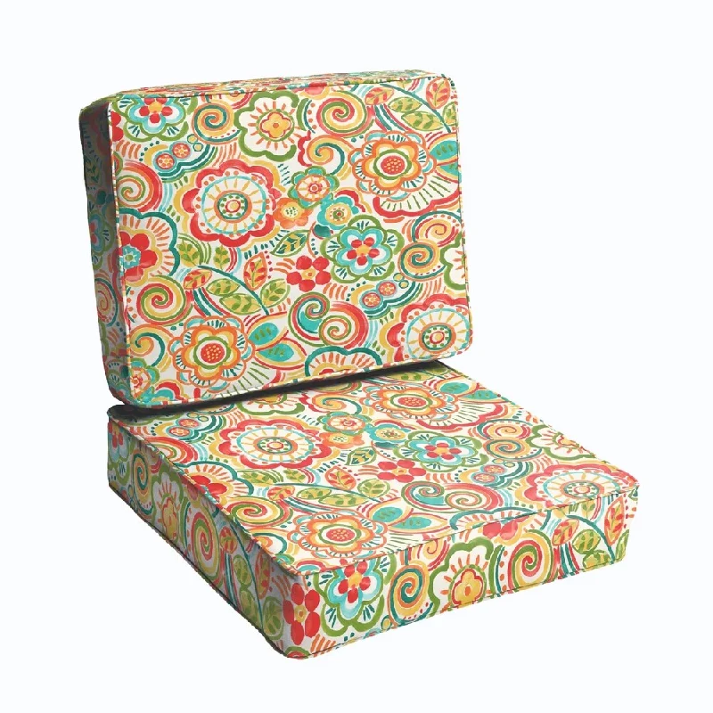 Coral and Orange Rio Floral 2-piece Indoor/ Outdoor Cushion Set