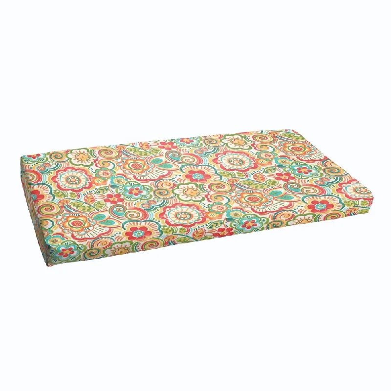 Coral and Orange Rio Floral Indoor/ Outdoor Bristol Bench Cushion