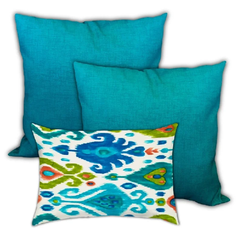 Early Access Desert Medley Indoor/Outdoor, Zippered Pillow Cover, Set of 2 Large & 1 Lumbar, Green, Aqua, Turquoise Early Access Desert Medley Indoor/Outdoor, Zippered Pillow Cover, Set of 2 Large & 1 Lumbar, Green, Aqua, Turquoise