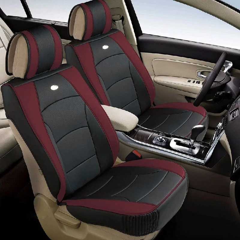 Exclusive Access FH Group Burgundy Ultra Comfort Leatherette Bench Seat Cushions-Front-Fit Most Car, Truck, SUV, or Van