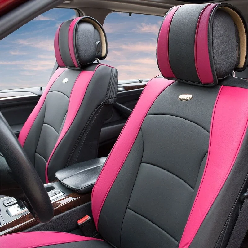 Super Deal FH Group Pink Black Ultra Comfort Leatherette Bench Seat Cushions-Front-Fit Most Car, Truck, SUV, or Van Super Deal FH Group Pink Black Ultra Comfort Leatherette Bench Seat Cushions-Front-Fit Most Car, Truck, SUV, or Van