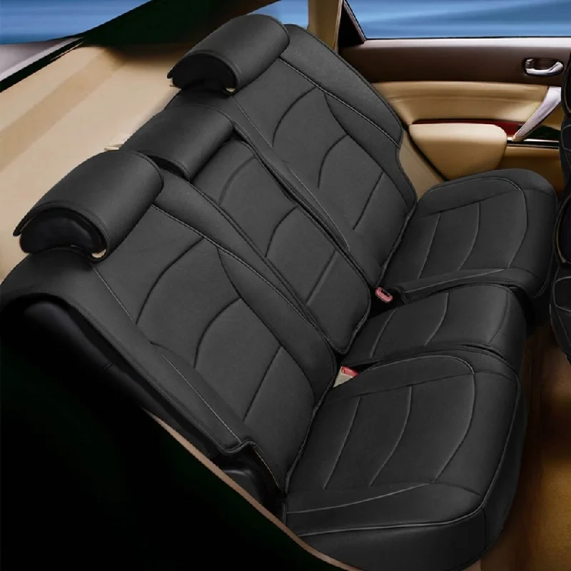 Price Drop FH Group Solid Black Ultra Comfort Leatherette Bench Seat Cushions-Rear-Fit Most Car, Truck, SUV, or Van