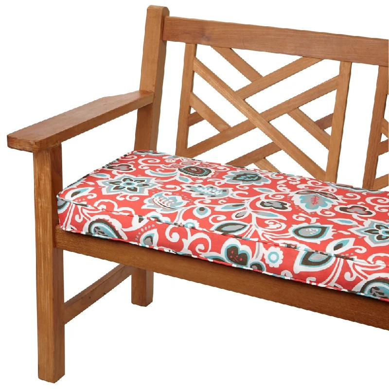 Floral Coral 48-inch Indoor/ Outdoor Corded Bench Cushion