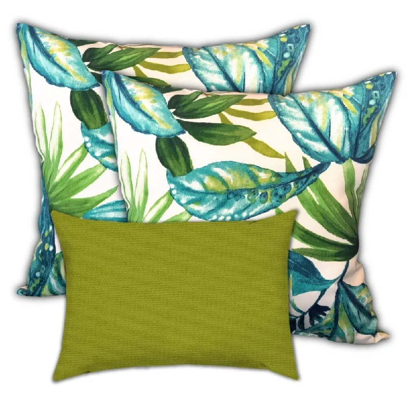 Can't Miss Fresh Pear Necture Indoor/Outdoor, Zippered Pillow Cover, Set of 2 Large & 1 Lumbar, White, Blue, Aqua Can't Miss Fresh Pear Necture Indoor/Outdoor, Zippered Pillow Cover, Set of 2 Large & 1 Lumbar, White, Blue, Aqua