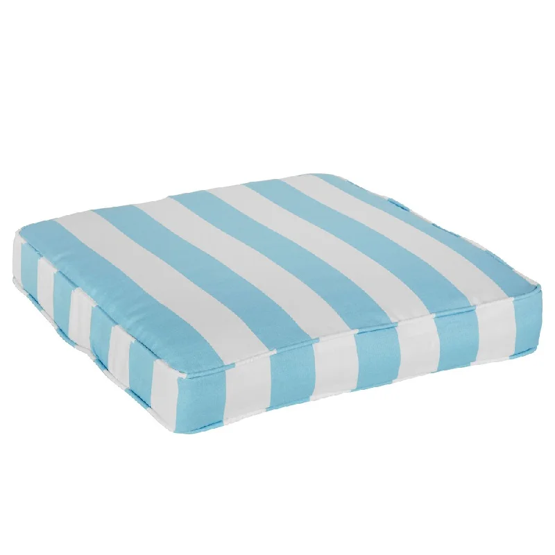 Furlong Aqua Stripe Indoor/ Outdoor Square Corded Chair Cushion