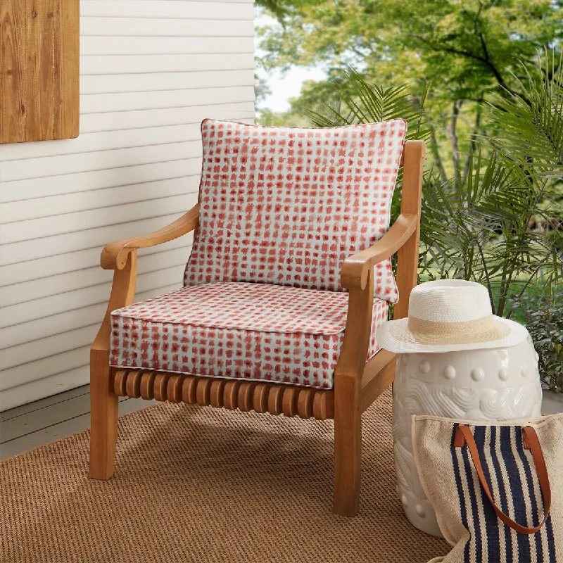 Geometric Coral Deep Seating Corded Chair Pillow and Cushion Set by Havenside Home - 23 in x 25 in x 5 in