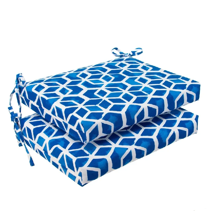 Glasgow Blue Geometric Seat Square Cushion (Set of 2) by Havenside Home