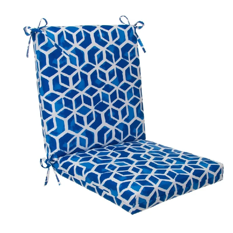 Glasgow Blue Geometric Square Chair Cushion by Havenside Home