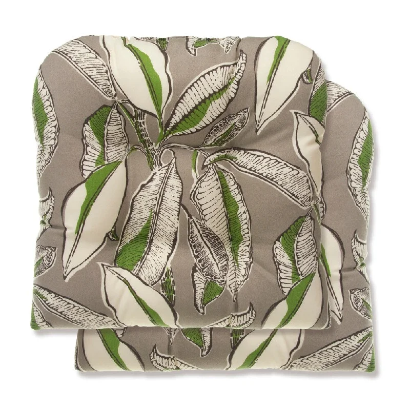 Glasgow Tropical Leaves Reversible Tufted Wicker Chair Cushion (Set of 2) by Havenside Home