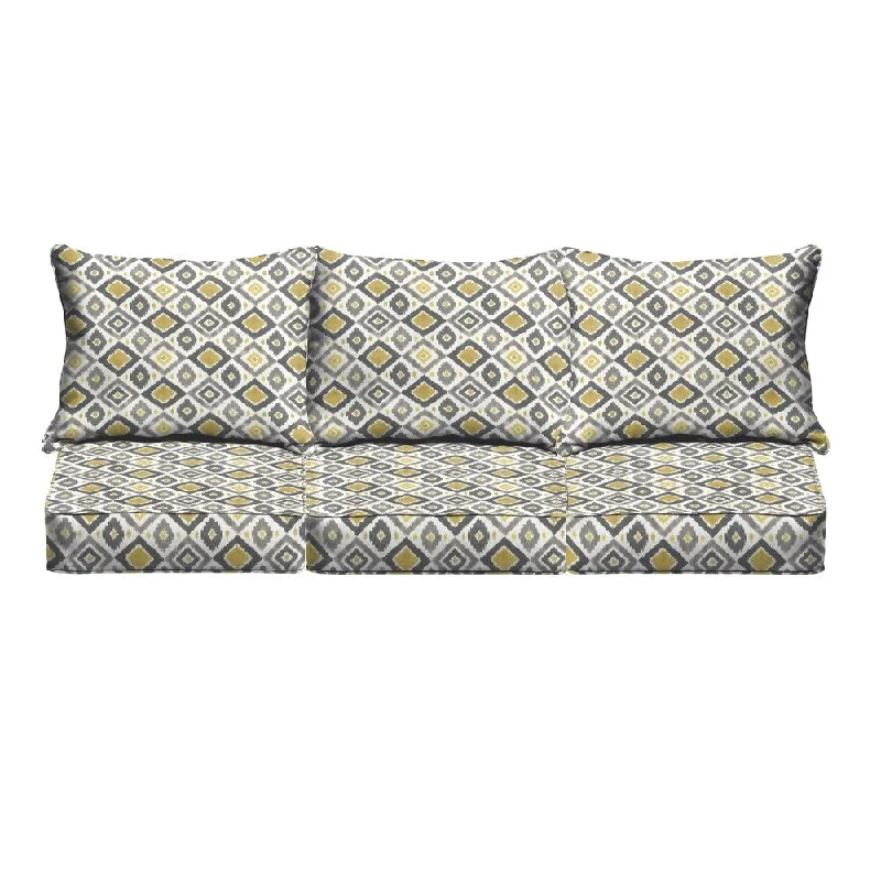 Grey/ Gold Diamonds Indoor/ Outdoor Corded Sofa Cushion Set