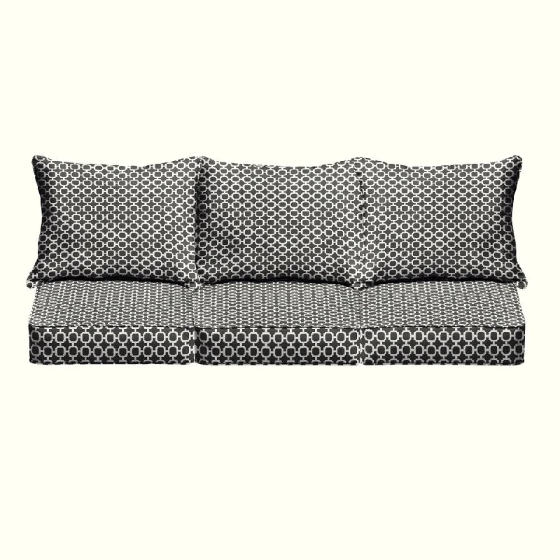 Hadley II Black Chainlink Indoor/ Outdoor Corded Pillow and Cushion 6-pc Sofa Set