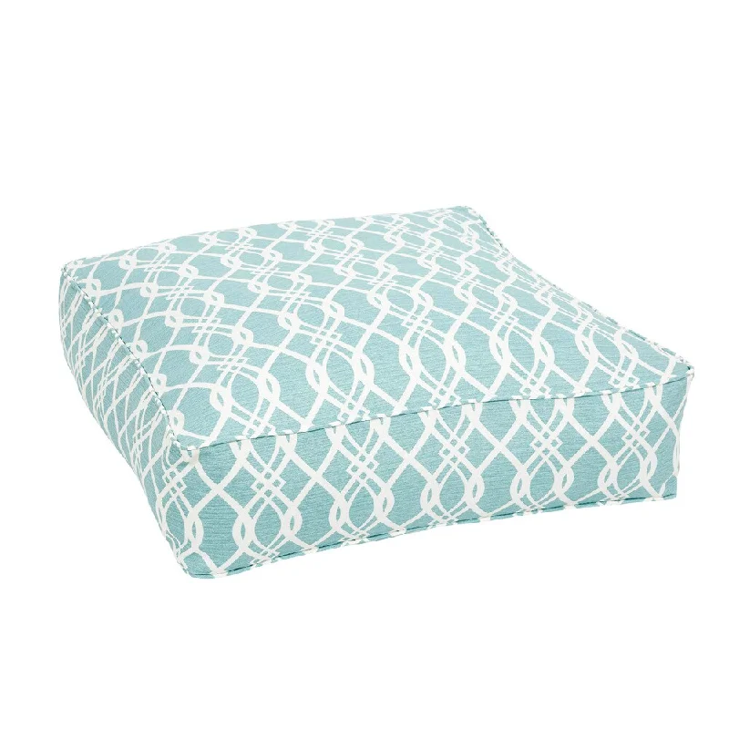 Hafford Wavy Aqua Indoor/ Outdoor 26 Inch Corded Floor Pouf