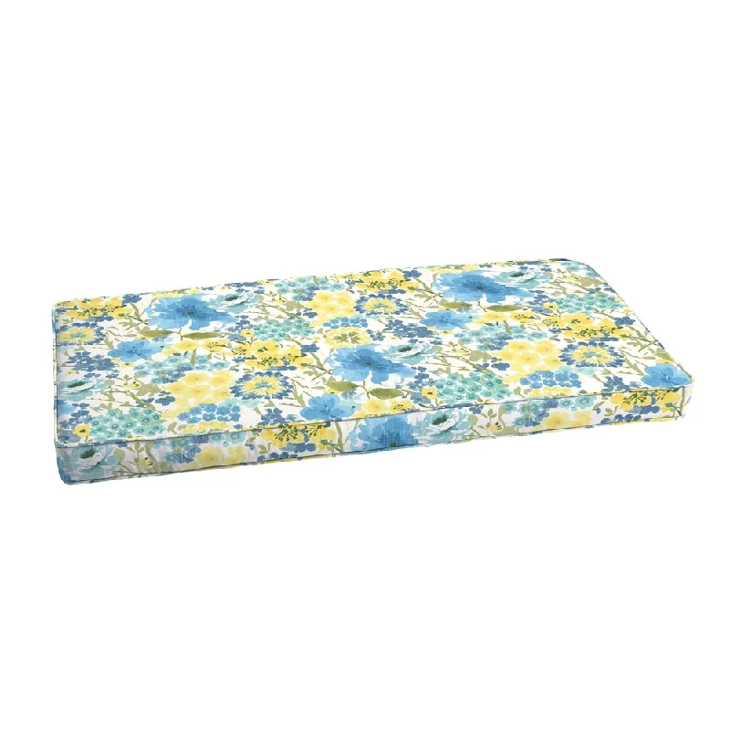 Humble and Haute Indoor/ Outdoor Blue/ Yellow Floral Bench Cuhion