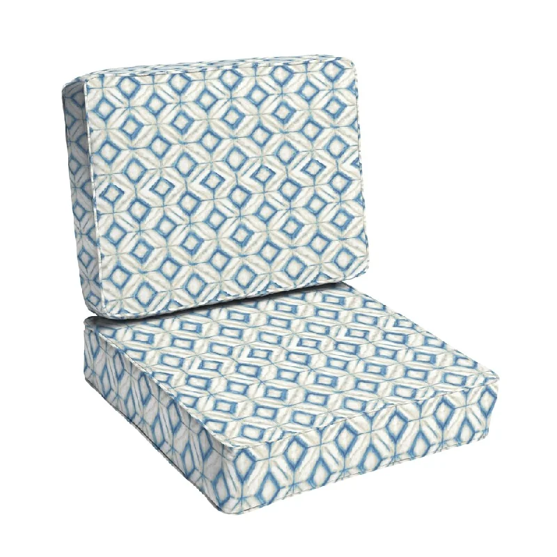 Humble + Haute Blue Diamond Tile Corded Indoor/ Outdoor Pillow and Cushion Set